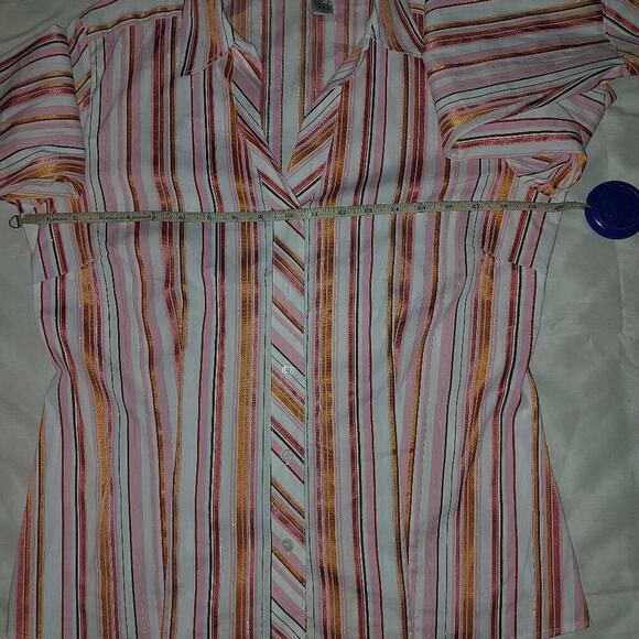 Chico's Horizontal Stripes Long Sleeve Blouse, SZ 1 - Picture 2 of 4